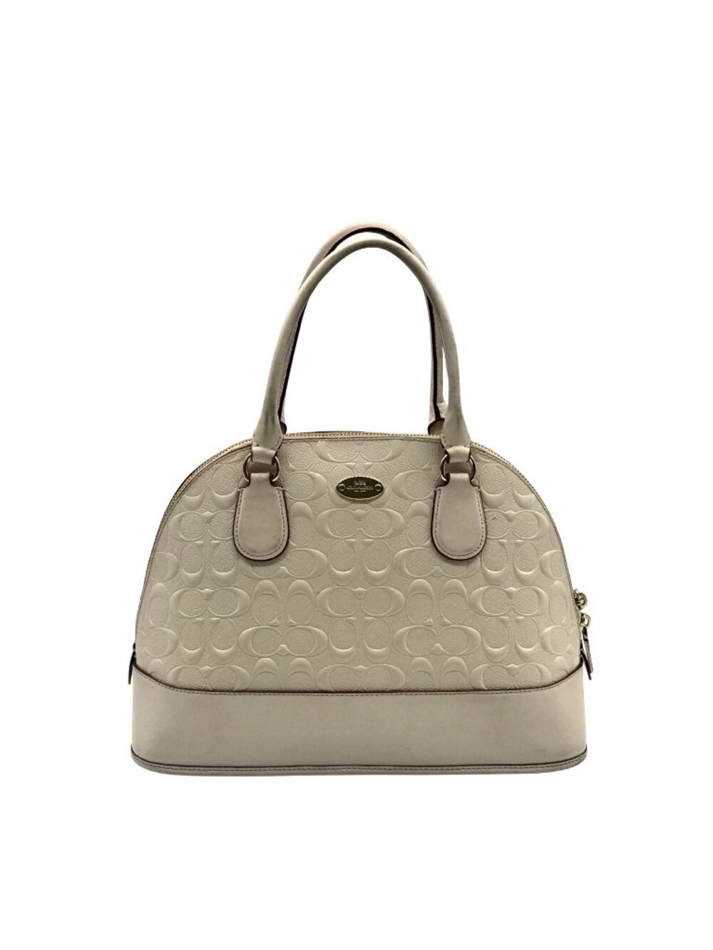 Coach Beige Signature Canvas Dome Satchel Bag
